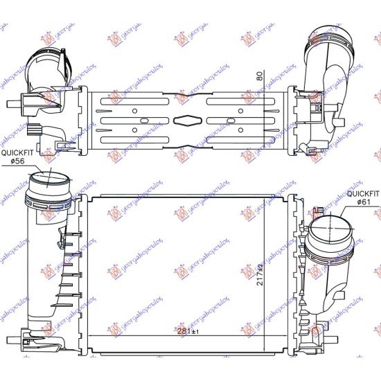 ΨΥΓΕΙΟ INTERCOOLER 1.6 DCI ΠΕΤΡΕΛΑΙΟ AYTOMATO (281x217x80)