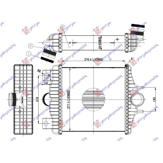 ΨΥΓΕΙΟ INTERCOOLER ΓΙΑ ΌΛΑ ΒΕΝΖΙΝΗ-ΠΕΤΡΕΛΑΙΟ (276x276x64)