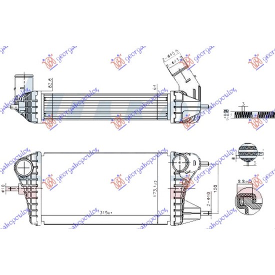 ΨΥΓΕΙΟ INTERCOOLER 1.0 HYBRID (315x173x64)