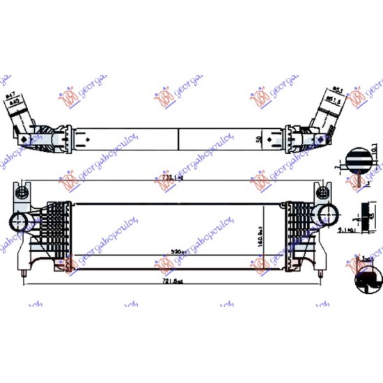 ΨΥΓΕΙΟ INTERCOOLER 1.6 DDiS ΠΕΤΡΕΛΑΙΟ (520x160x50)