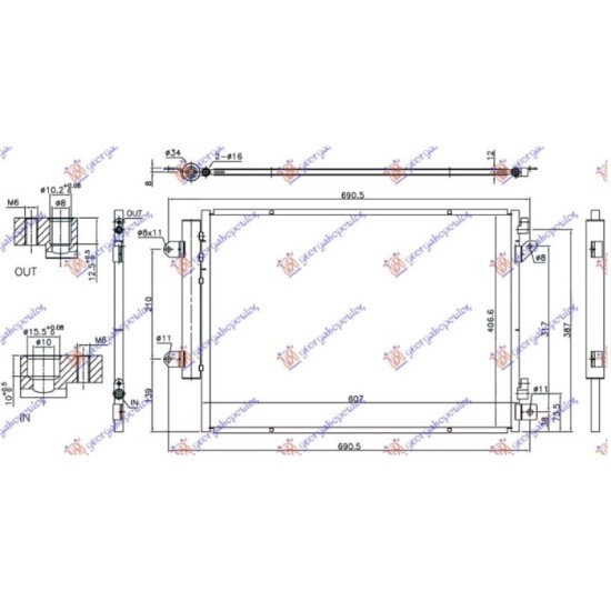 ΨΥΓΕΙΟ A/C 1.6 DDiS ΠΕΤΡΕΛAΙΟ (607x407x12) ΜΕ START/STOP (KOYO)