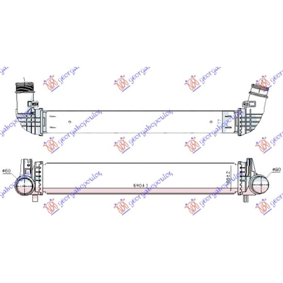 ΨΥΓΕΙΟ INTERCOOLER 2.0 (GTi) ΒΕΝΖΙΝΗ (690x105x80) (NISSENS)