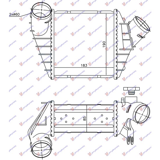 ΨΥΓΕΙΟ INTERCOOLER 1.8Τ ΒΕΝΖΙΝΗ-1.9TDIΣΦΥΓΚΤΗΡΑ -2002 (183x190x85)