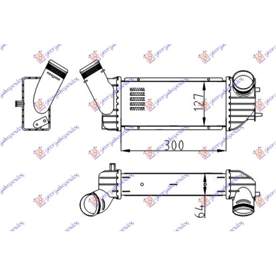 ΨΥΓΕΙΟ INTERCOOLER 2.0 HDi ΠΕΤΡΕΛΑΙΟ (300x125x64)