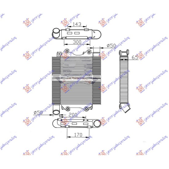 ΨΥΓΕΙΟ INTERCOOLER 2.5-3.0 D ΠΕΤΡΕΛΑΙΟ (376x375x65)