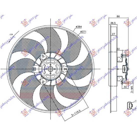 ΒΕΝΤΙΛΑΤΕΡ ΨΥΓΕΙΟΥ 1.4/1.6 TURBO ΒΕΝΖΙΝΗ 1.3-1.7 CDTI ΠΕΤΡΕΛΑΙΟ (ΤΕΤΡΑΓΩΝΗ ΦΙΣΑ) 440W