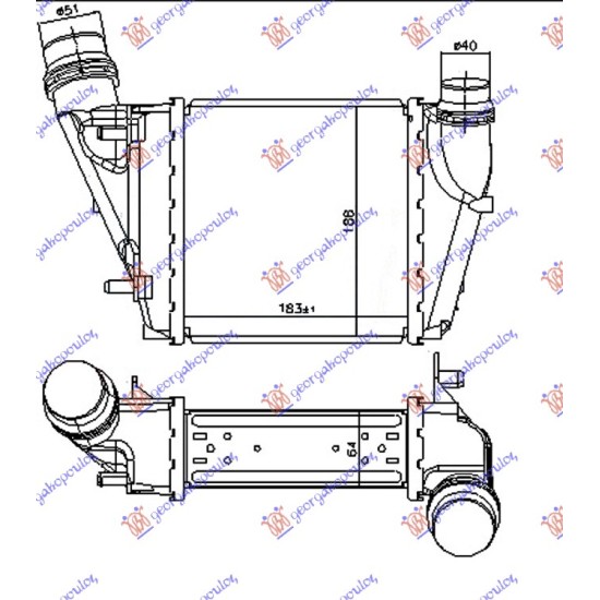 ΨΥΓΕΙΟ INTERCOOLER 1.5 DCi ΠΕΤΡΕΛΑΙΟ (188x183x64) ΚΟΥΜΠΩΤΟ-ΚΟΥΜΠΩΤΟ
