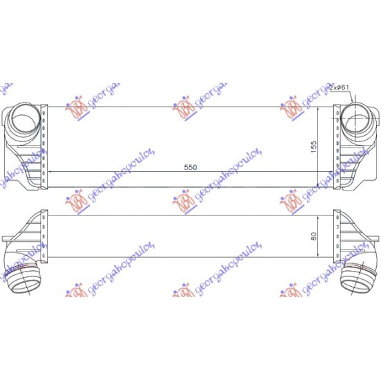 ΨΥΓΕΙΟ INTERCOOLER 3.0 ΠΕΤΡΕΛΑΙΟ (550x155x80)