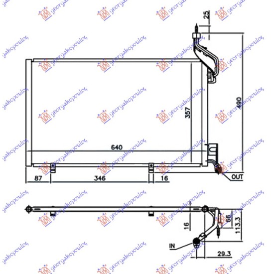 ΨΥΓΕΙΟ A/C 1.6 EcoBoost ΒΕΝΖΙΝΗ (600x350x16) ΠΑΡΟΧΕΣ 18/18mm (NISSENS)