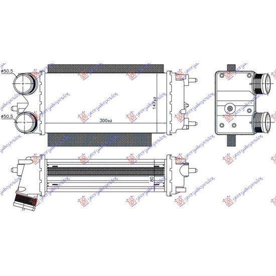 ΨΥΓΕΙΟ INTERCOOLER 1.5-1.6 TDCi ΠΑΡΟΧΕΣ ΙΣΙΕΣ (300x147x80)