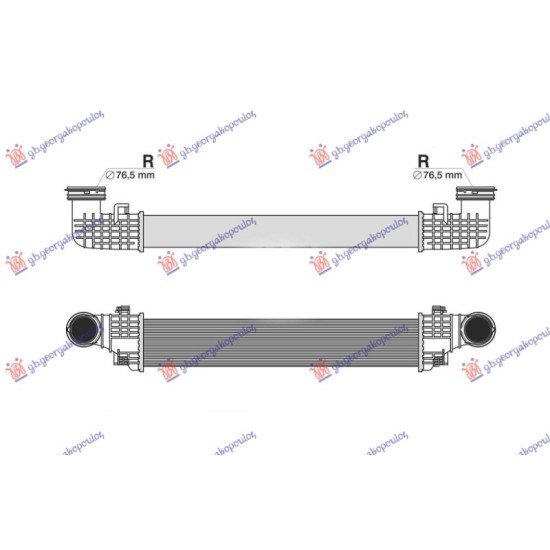 ΨΥΓΕΙΟ INTERCOOLER 3.0 ΠΕΤΡΕΛΑΙΟ (640x105x72) ΠΑΡΟΧΕΣ Φ76