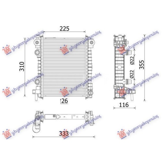 ΨΥΓΕΙΟ ΒΟΗΘΗΤΙΚΟ 2.0-2.9 ΒΕΝΖΙΝΗ (225x310x26) (MAHLE BEHR PREMIUM LINE) - Δεξιά