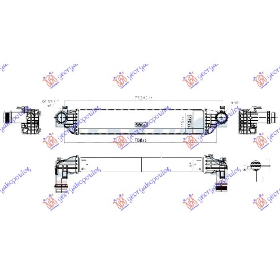 ΨΥΓΕΙΟ INTERCOOLER 1.4 ΒΕΝΖΙΝΗ - 1.6 CRD ΠΕΤΡΕΛΑΙΟ (580x110x64)