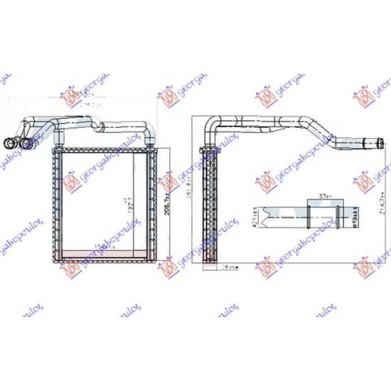 ΨΥΓΕΙΟ ΚΑΛΟΡΙΦΕΡ 1.0 T-GDI-1.2-1.4 CVVT ΒΕΝΖΙΝΗ - 1.1-1.4 CRDI ΠΕΤΡΕΛΑΙΟ (154x192x26) (NISSENS)